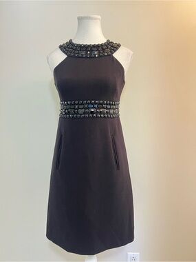 MICHAEL Michael Kors Black Jeweled Halter Mini Dress